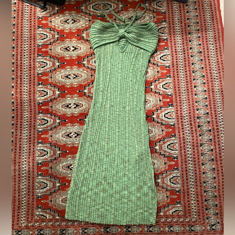 Cult Gaia Green Knit Midi Dress